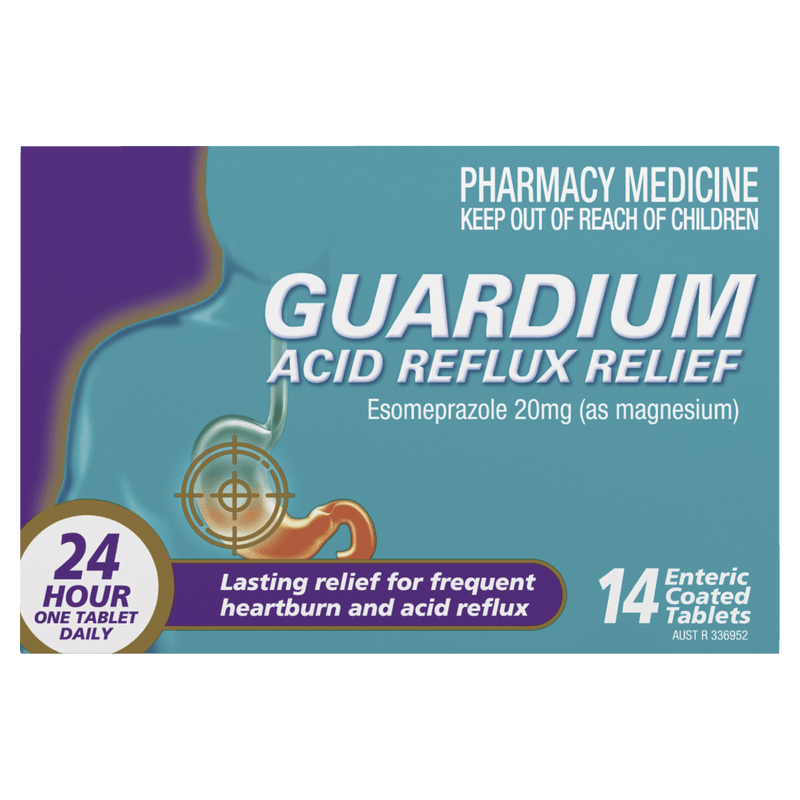 Guardium Acid Reflux Relief Esomeprazole 20mg 14 Tablets - Vital Pharmacy Supplies