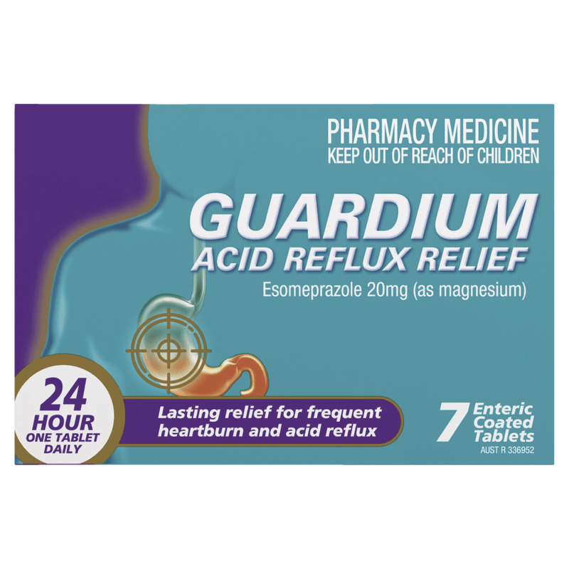 Guardium Acid Reflux Relief Esomeprazole 20mg 7 Tablets - Vital Pharmacy Supplies