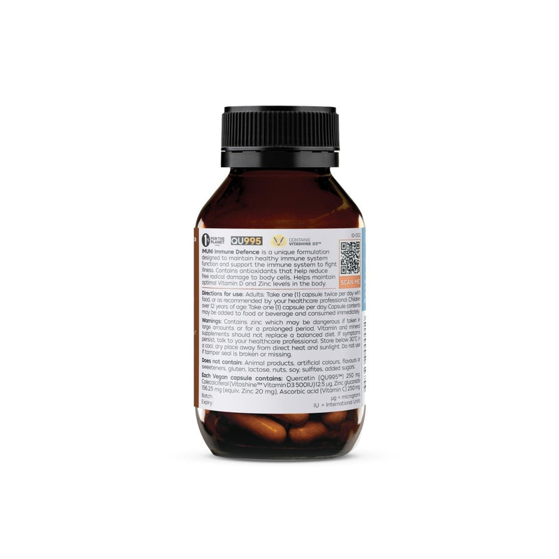 IMUNI Immune Defence Quercetin, Zinc, Vitamin C, Vitamin D3 60 Capsules - Vital Pharmacy Supplies