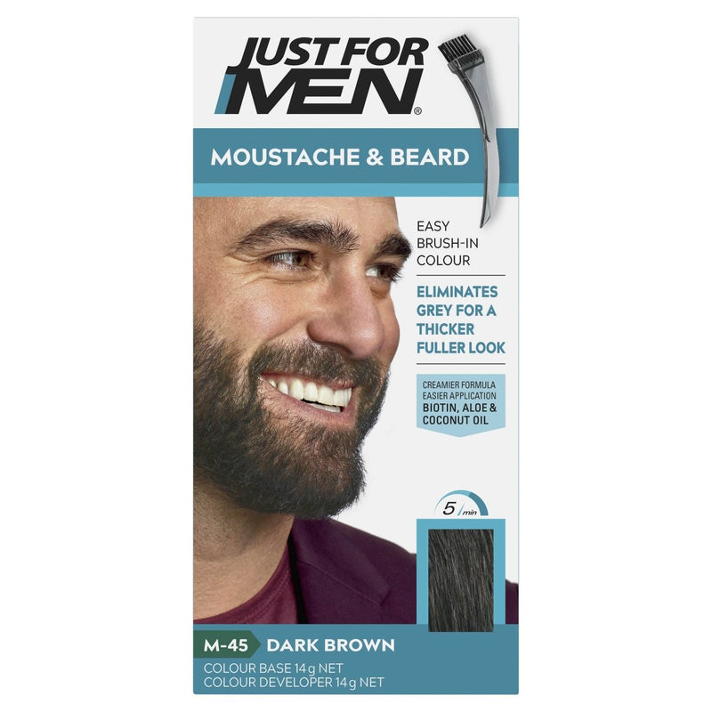 Just For Men Moustache & Beard Brush-In Colour Gel Dark Brown - Vital Pharmacy Supplies