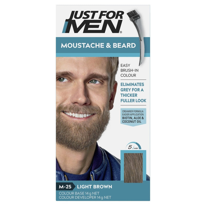 Just For Men Moustache & Beard Brush-In Colour Gel Light Brown - Clearance - Vital Pharmacy Supplies