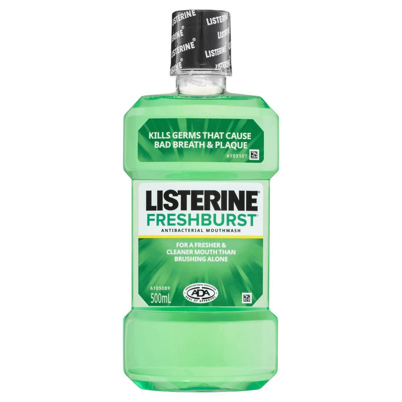 Listerine FreshBurst Antibacterial Mouthwash 500mL - Vital Pharmacy Supplies