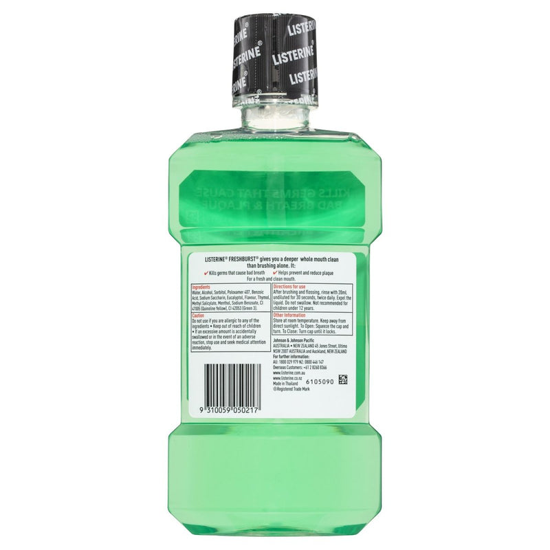Listerine FreshBurst Antibacterial Mouthwash 500mL - Vital Pharmacy Supplies