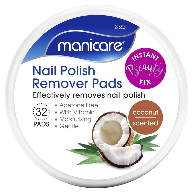 Manicare Nail Polish Remover Pads Coconut 32 Pack - Vital Pharmacy Supplies