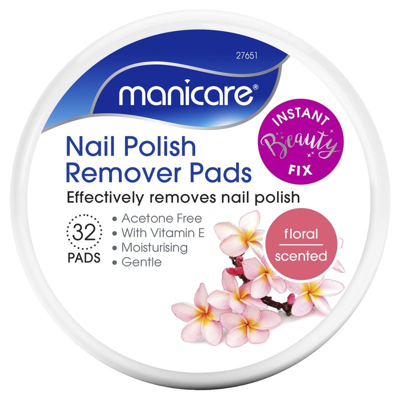 Manicare Nail Polish Remover Pads Floral 32 Pack - Vital Pharmacy Supplies