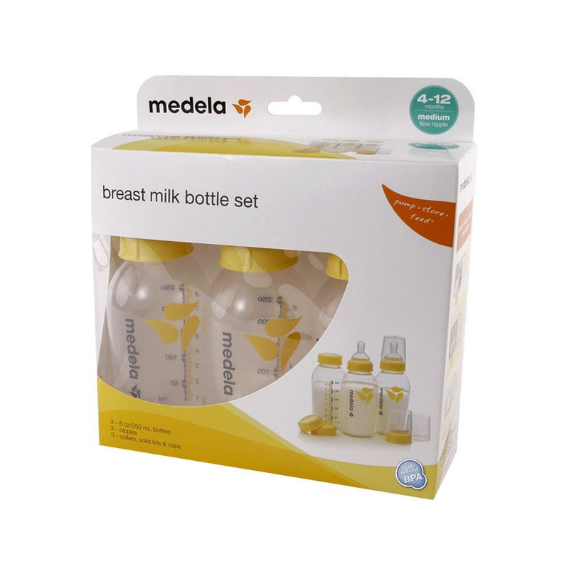 Medela Breastmilk Bottle Set with Medium Flow Teats 250mL 3 Pack - Vital Pharmacy Supplies
