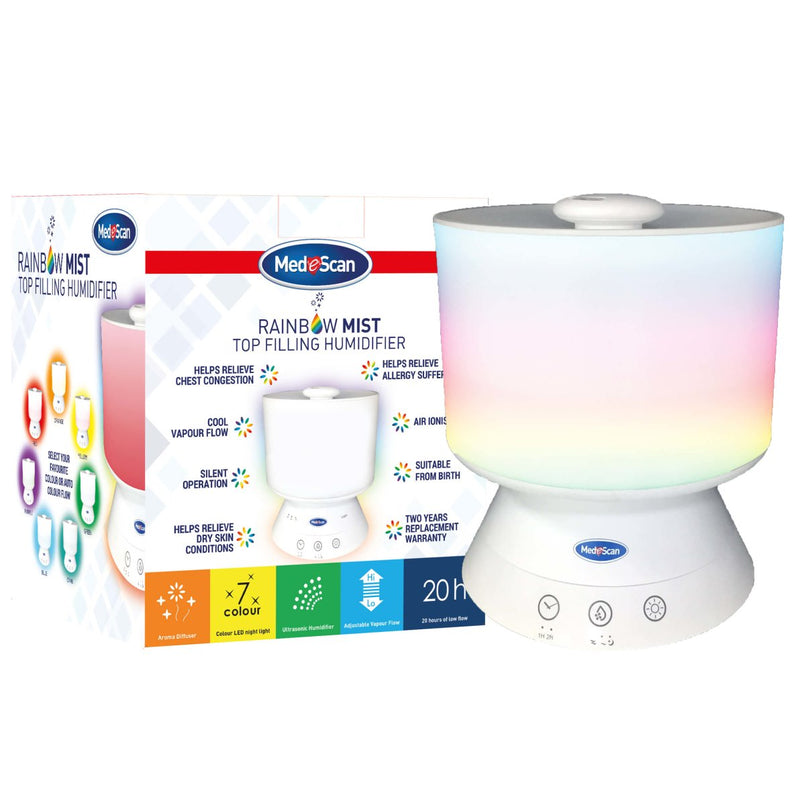 Medescan Rainbow Mist Top Fill Ultrasonic Cool Mist Humidifier - Vital Pharmacy Supplies