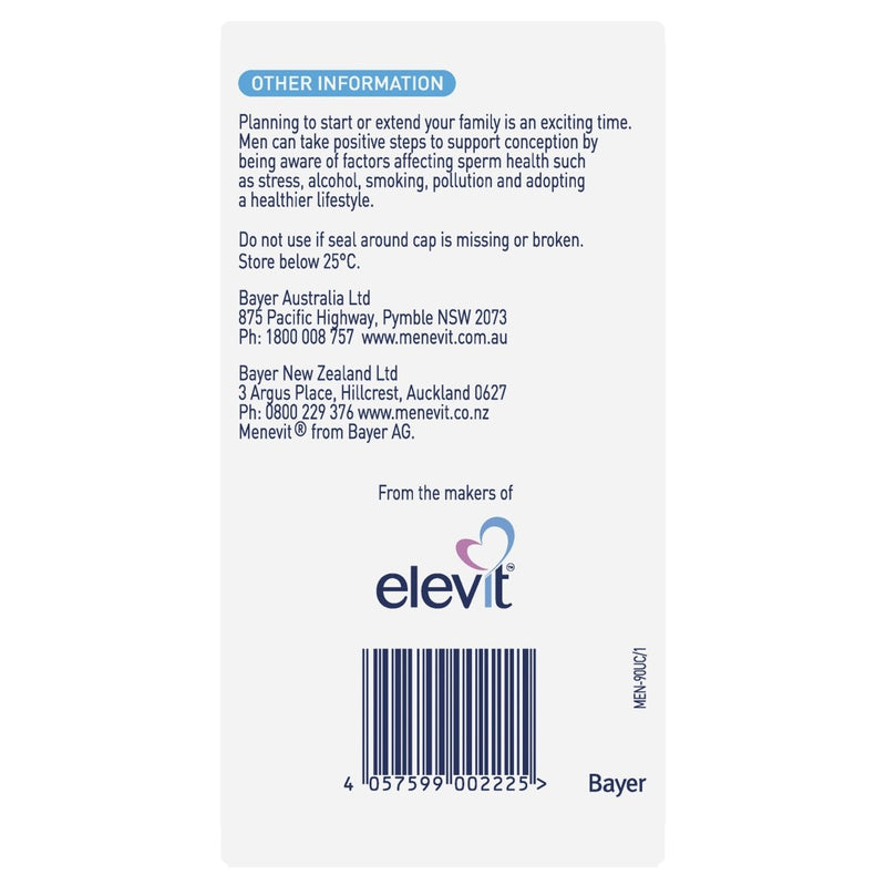 Menevit Male Fertility Supplement Capsules 90 Capsules - Vital Pharmacy Supplies