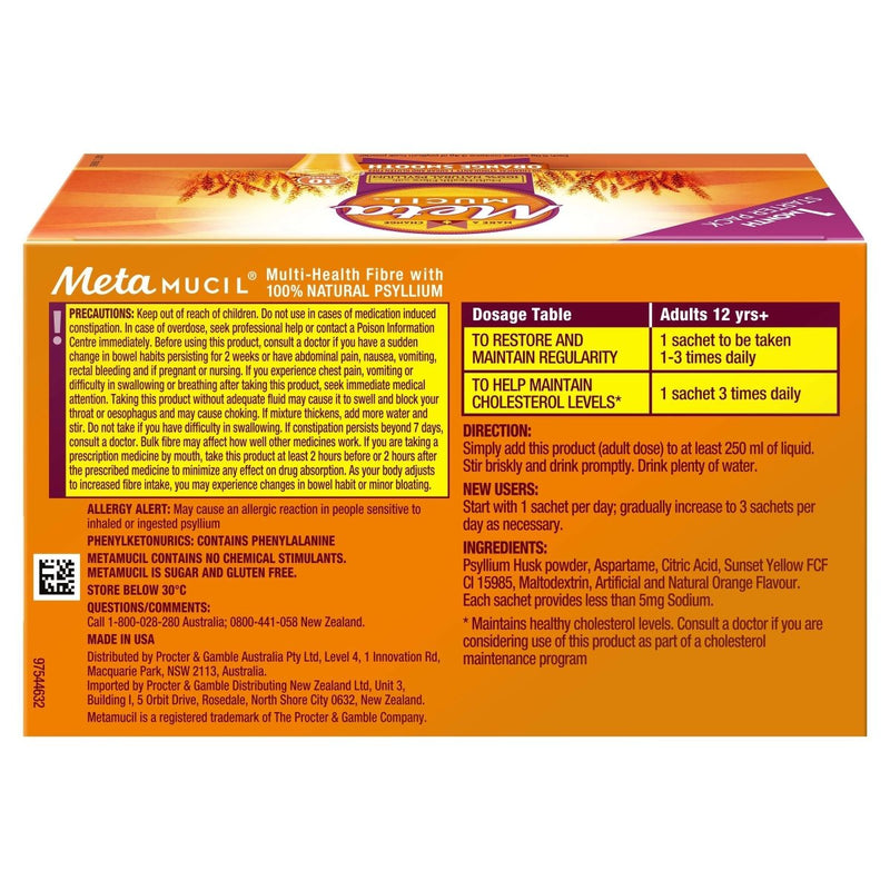 Metamucil Smooth Orange On The Go 30 Sachets - Vital Pharmacy Supplies
