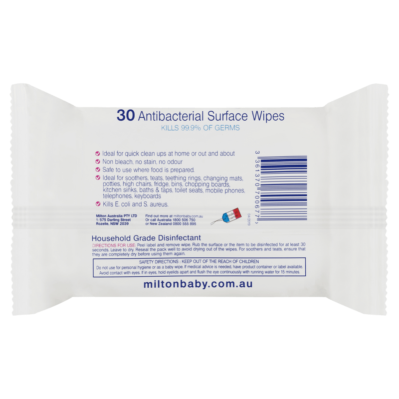 Milton Antibacterial Wipes 30 Pack - Vital Pharmacy Supplies