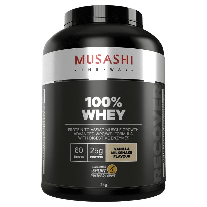 Musashi 100% Whey Vanilla Milkshake 2kg - Vital Pharmacy Supplies