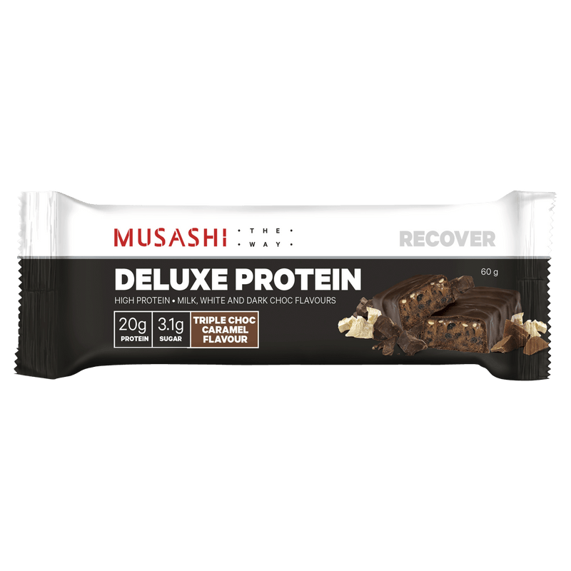 Musashi Deluxe Protein Bar Triple Choc Caramel 60g - Vital Pharmacy Supplies
