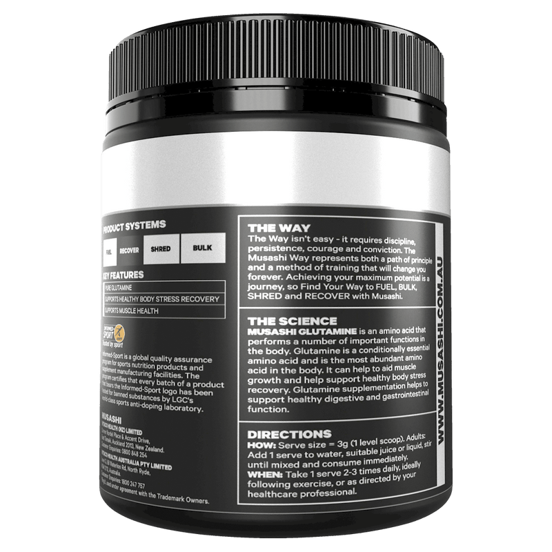 Musashi Glutamine 350g - Vital Pharmacy Supplies