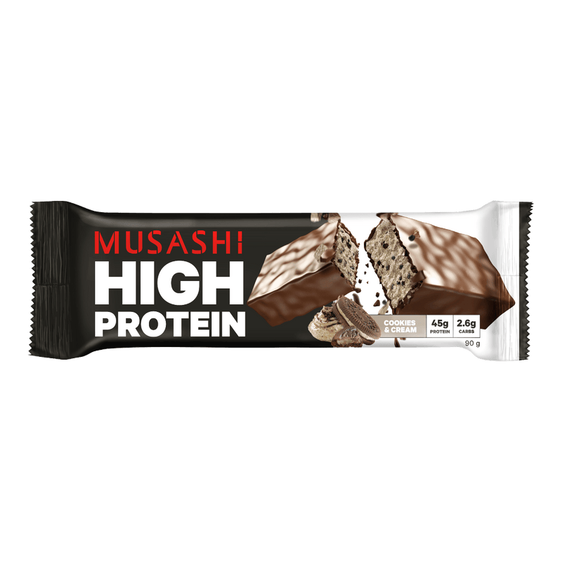 Musashi High Protein Bar Cookies & Cream 90g - Vital Pharmacy Supplies