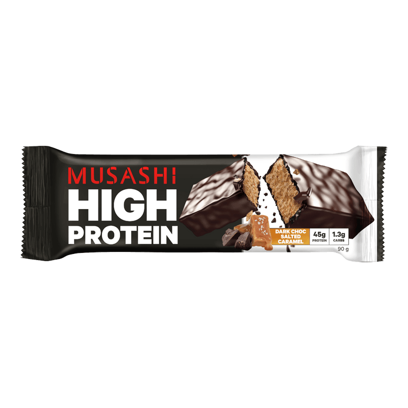 Musashi High Protein Bar Dark Choc Salted Caramel 90g - Vital Pharmacy Supplies