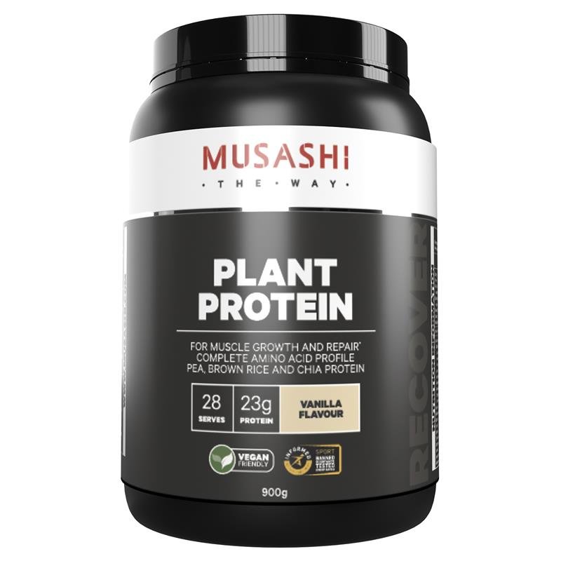 Musashi Plant Protein Vanilla 900g - Vital Pharmacy Supplies