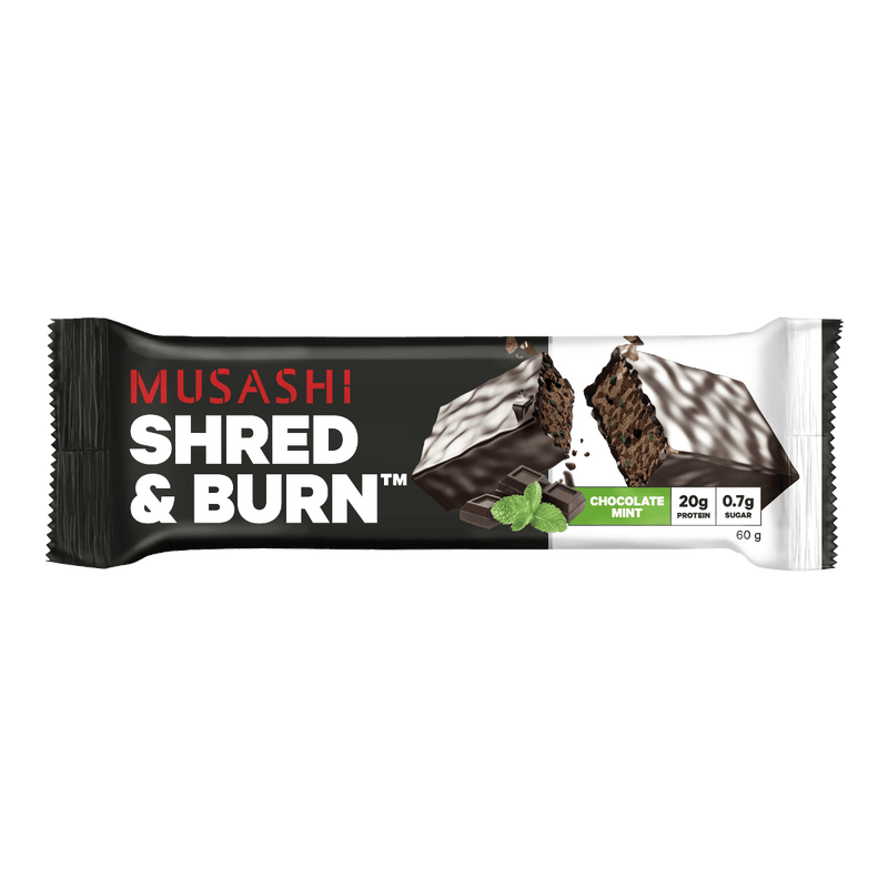 Musashi Shred & Burn Bar Chocolate Mint 60g - Vital Pharmacy Supplies