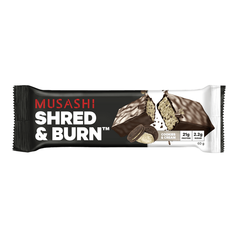 Musashi Shred & Burn Bar Cookies & Cream 60g - Vital Pharmacy Supplies