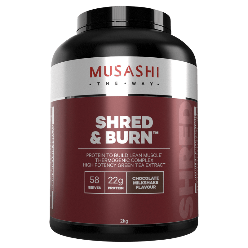 Musashi Shred & Burn Protein Powder Chocolate Milkshake 2kg - Vital Pharmacy Supplies