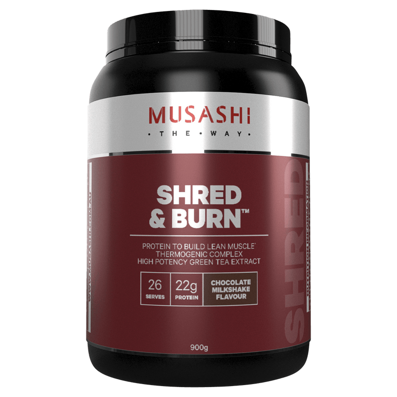 Musashi Shred & Burn Protein Powder Chocolate Milkshake 900g - Vital Pharmacy Supplies