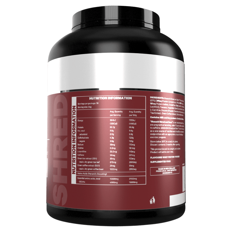 Musashi Shred & Burn Protein Powder Vanilla Milkshake 2kg - Vital Pharmacy Supplies
