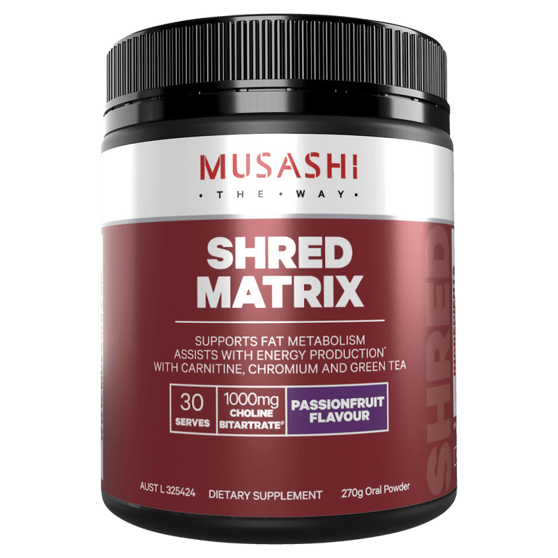 Musashi Shred Matrix Passionfruit 270g - Vital Pharmacy Supplies