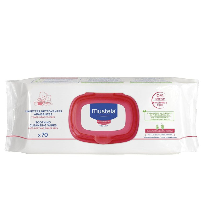 Mustela Soothing Cleansing Fragrance Free Wipes 70 Pack