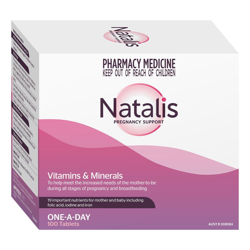 Natalis Pregnancy Support One-A-Day Vitamins & Minerals 100 Tablets - Vital Pharmacy Supplies