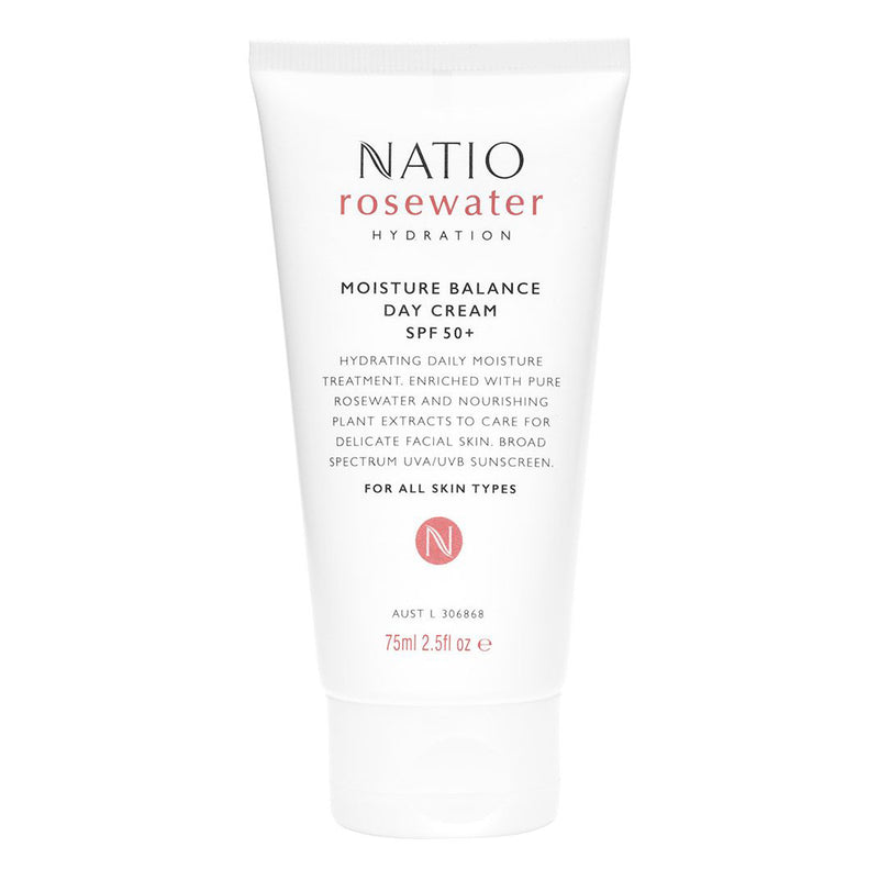 Natio Rosewater Hydration Moisture Balance Day Cream SPF50+ 75mL