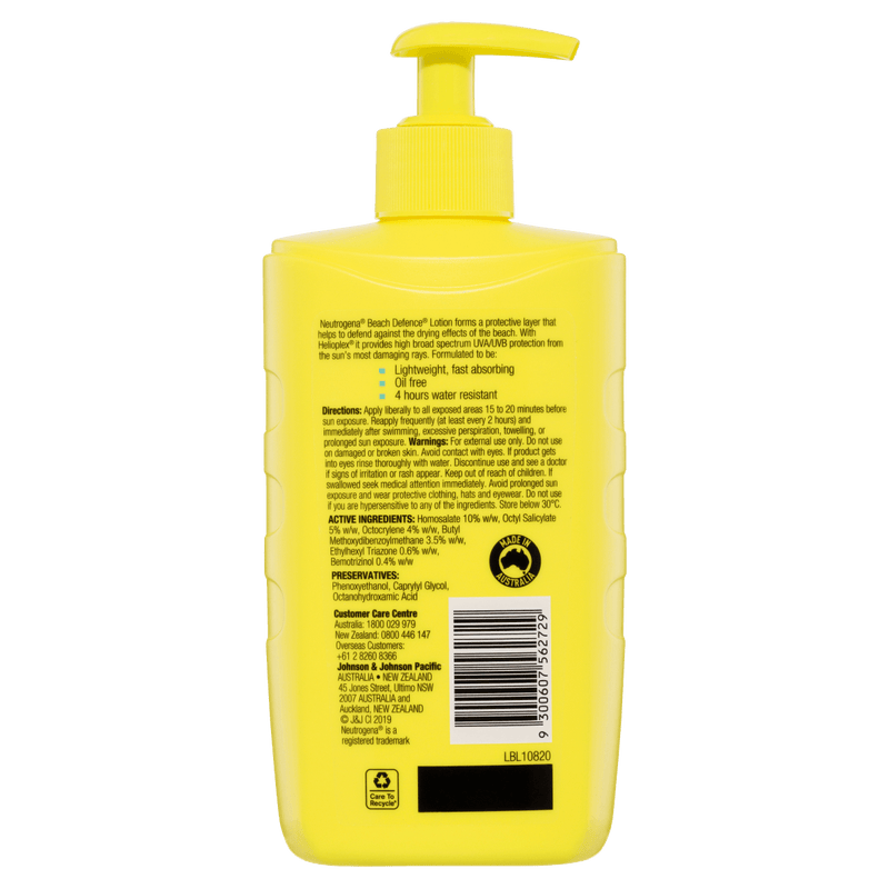 Neutrogena Beach Defence Sunscreen Lotion SPF50 400mL - Vital Pharmacy Supplies