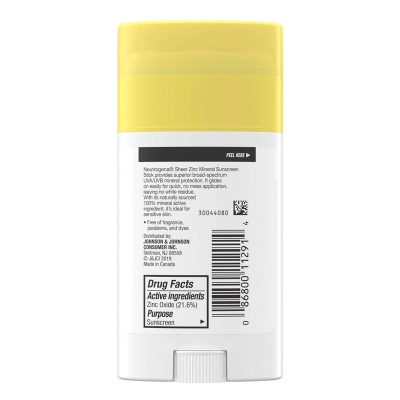 Neutrogena Sheer Zinc Mineral Sunscreen Stick SPF50 42g - Vital Pharmacy Supplies