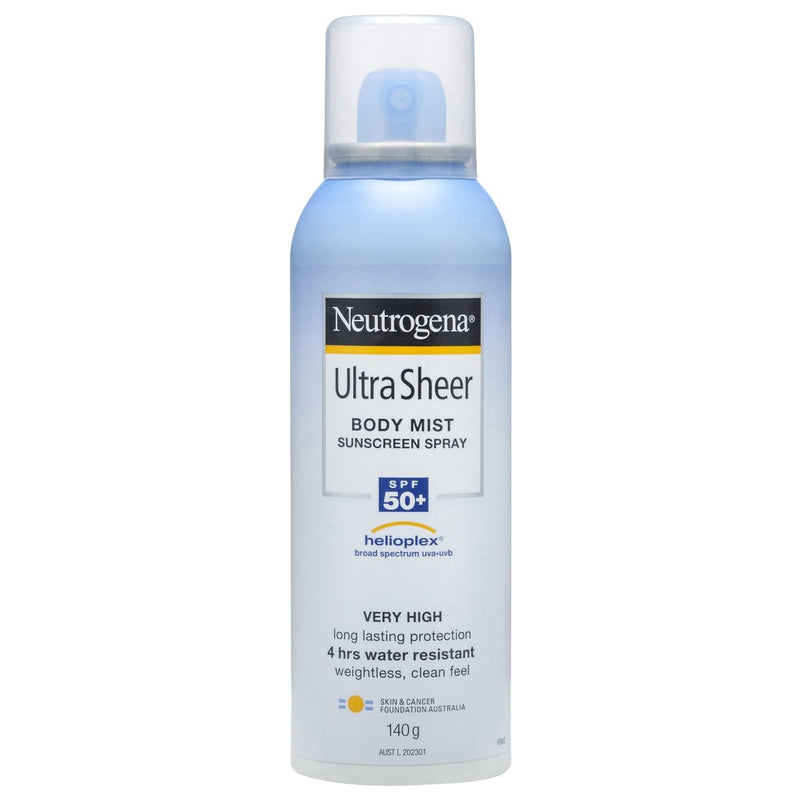 Neutrogena Ultra Sheer Body Mist Sunscreen Spray SPF 50+ 140g - Vital Pharmacy Supplies