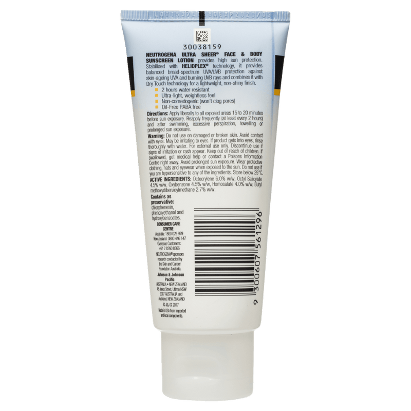 Neutrogena Ultra Sheer Face & Body Dry-Touch Sunscreen Lotion SPF50+ 88mL - Vital Pharmacy Supplies