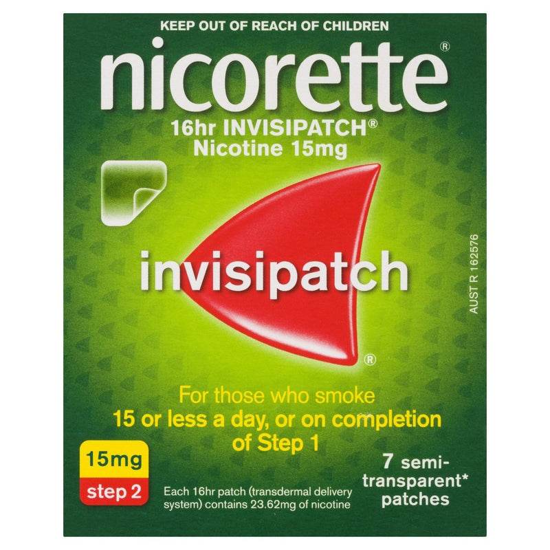 Nicorette Quit Smoking 16hr Invisipatch Step 2 15mg 7 Pack - Vital Pharmacy Supplies