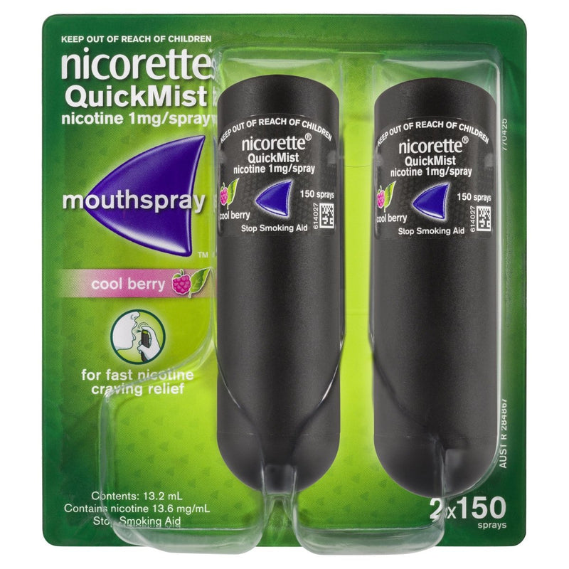 Nicorette Quit Smoking Mouth Spray Cool Berry 2X150 Pack - Vital Pharmacy Supplies