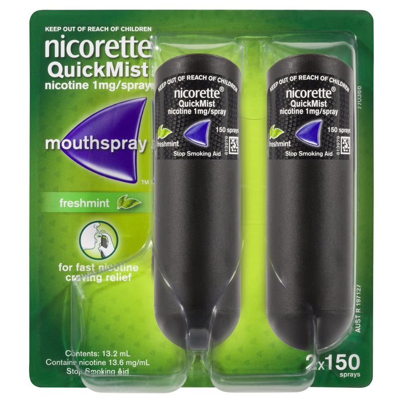Nicorette Quit Smoking Mouth Spray Freshmint 2X150 Pack - Vital Pharmacy Supplies