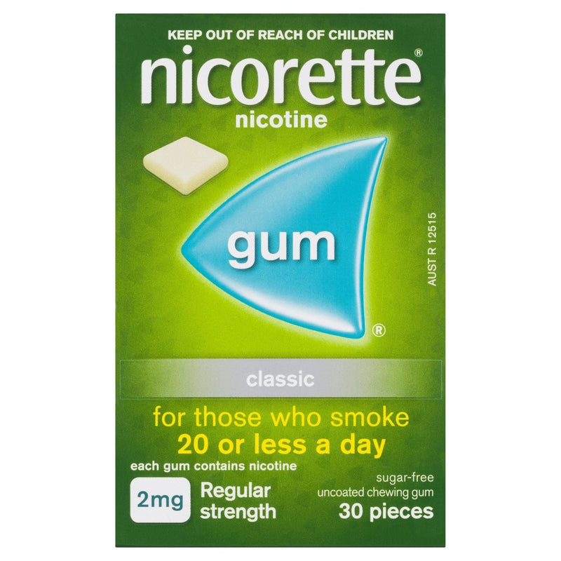 Nicorette Quit Smoking Nicotine Gum Classic 2mg 30 Pack - Vital Pharmacy Supplies