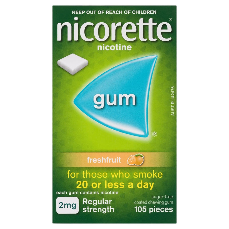 Nicorette Quit Smoking Nicotine Gum Freshfruit 2mg 105 Pack - Vital Pharmacy Supplies