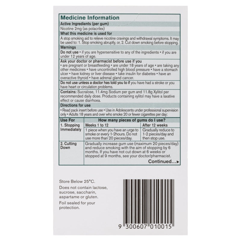 Nicorette Quit Smoking Nicotine Gum Freshfruit 2mg 30 Pack - Vital Pharmacy Supplies