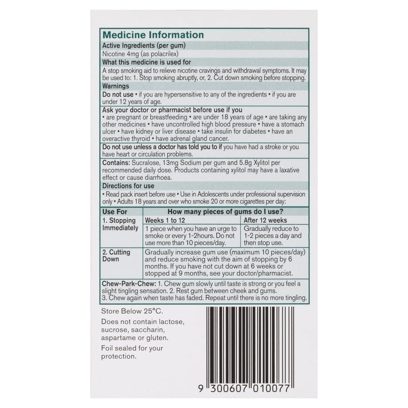 Nicorette Quit Smoking Nicotine Gum Freshfruit 4mg 105 Pack - Vital Pharmacy Supplies