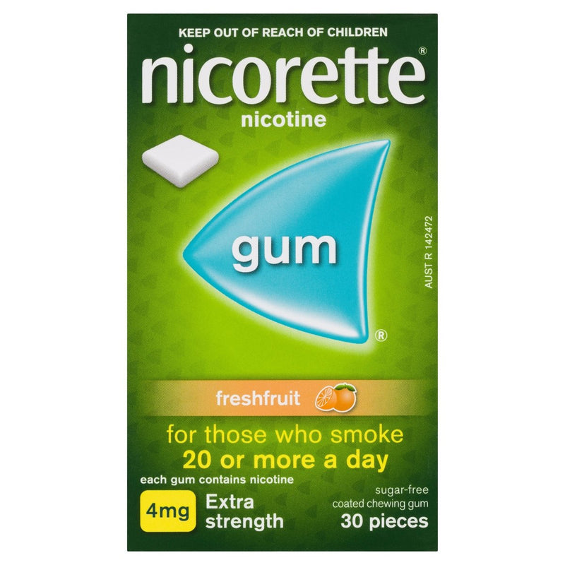 Nicorette Quit Smoking Nicotine Gum Freshfruit 4mg 30 Pack - Vital Pharmacy Supplies