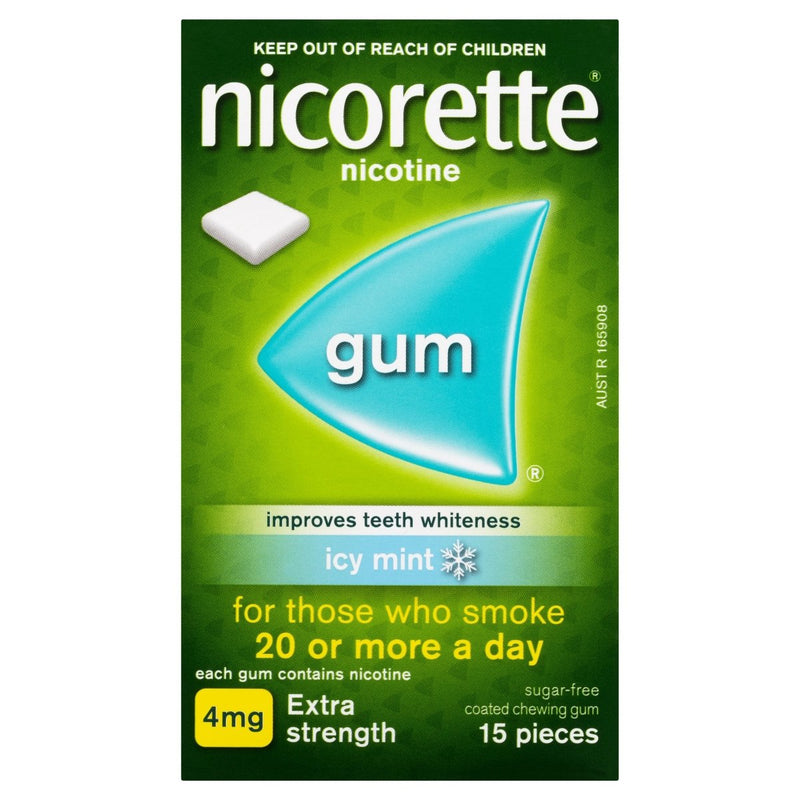 Nicorette Quit Smoking Nicotine Gum Icy Mint 4mg 15 Pack - Vital Pharmacy Supplies
