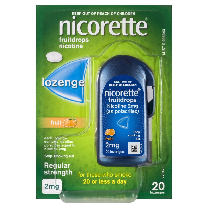Nicorette Quit Smoking Nicotine Lozenge Freshfruit 2mg 20 Pack - Vital Pharmacy Supplies