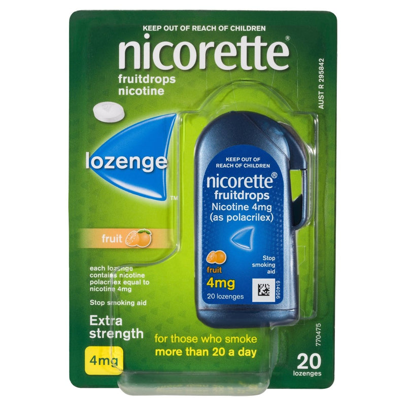 Nicorette Quit Smoking Nicotine Lozenge Freshfruit 4mg 20 Pack - Vital Pharmacy Supplies