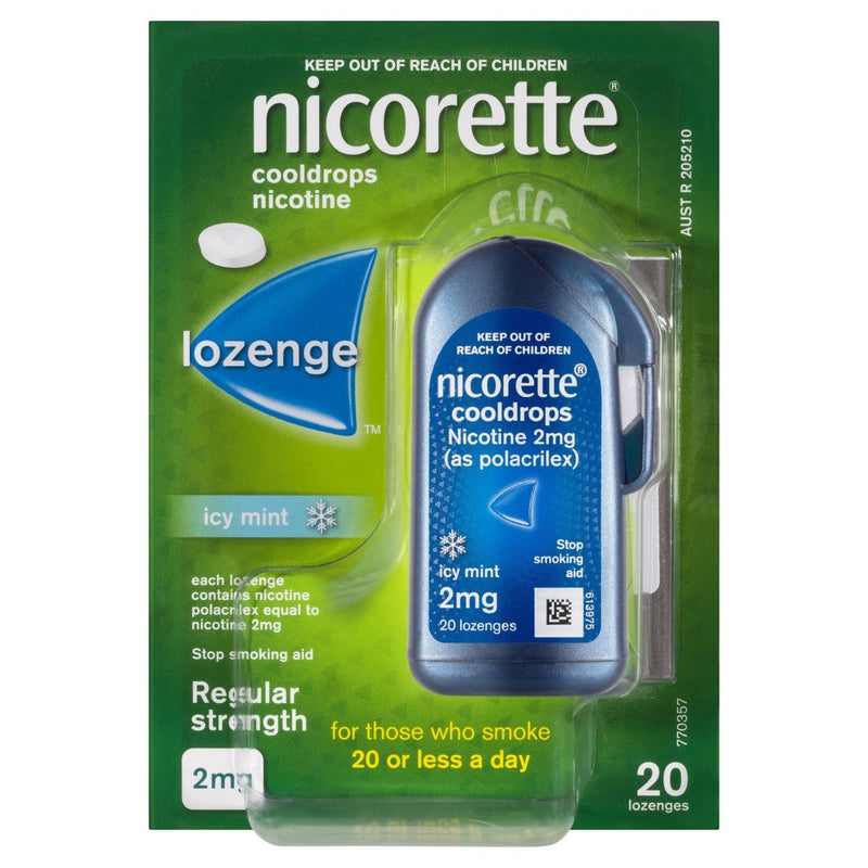 Nicorette Quit Smoking Nicotine Lozenge Icy Mint 2mg 20 Pack - Vital Pharmacy Supplies
