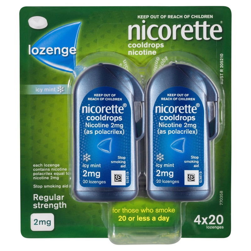 Nicorette Quit Smoking Nicotine Lozenge Icy Mint 2mg 4X20 Pack - Vital Pharmacy Supplies