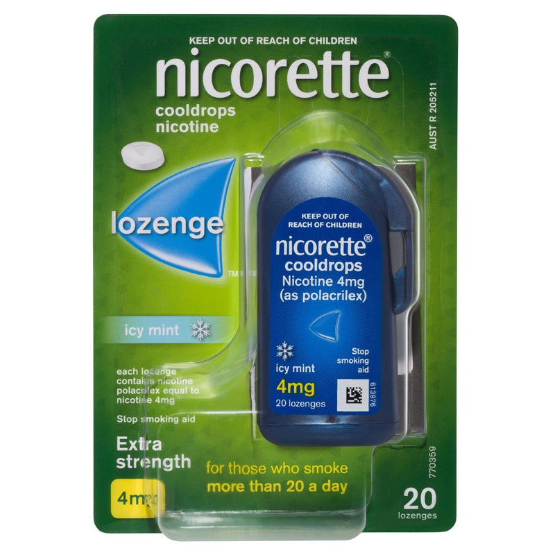 Nicorette Quit Smoking Nicotine Lozenge Icy Mint 4mg 20 Pack - Vital Pharmacy Supplies