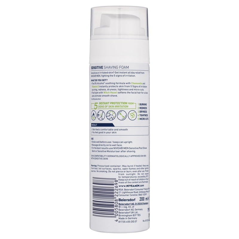 Nivea Men Sensitive Shaving Foam 200mL - Vital Pharmacy Supplies