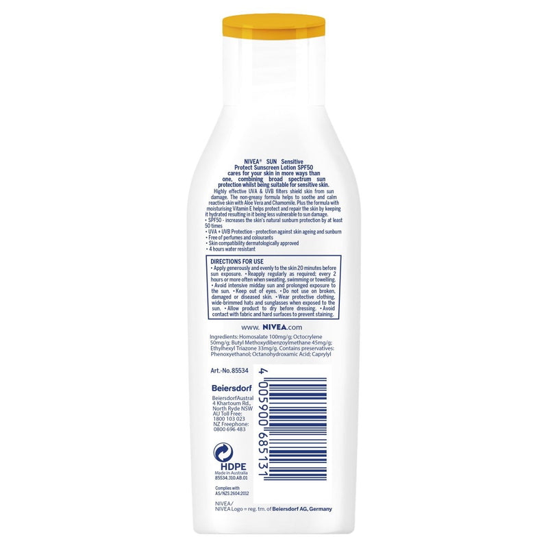 Nivea Sensitive Protect SPF 50+ Sunscreen Lotion 200mL - Vital Pharmacy Supplies