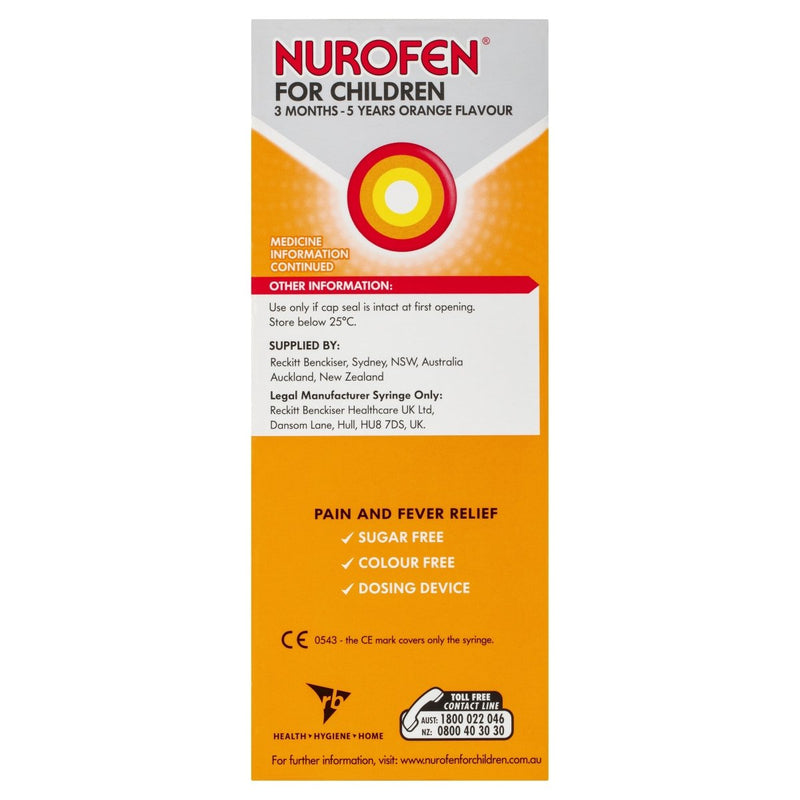Nurofen for Children 3 Months - 5 Years Orange 200mL - Vital Pharmacy Supplies